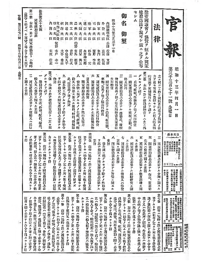 들여다보기 1938년 5월 5일, <BR>일제의 국가총동원법 시행